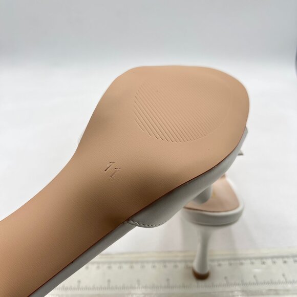 miss left White Open Toe Mule Bows High Heeled Slip On Sandal Dress Shoes - Picture 6 of 8